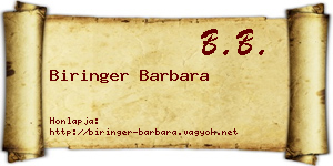 Biringer Barbara névjegykártya